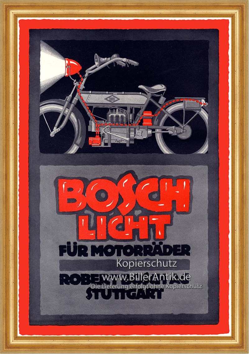 Robert Bosch AG Stuttgart Motorcycles Headlight Poster Brown BECK MOTOR